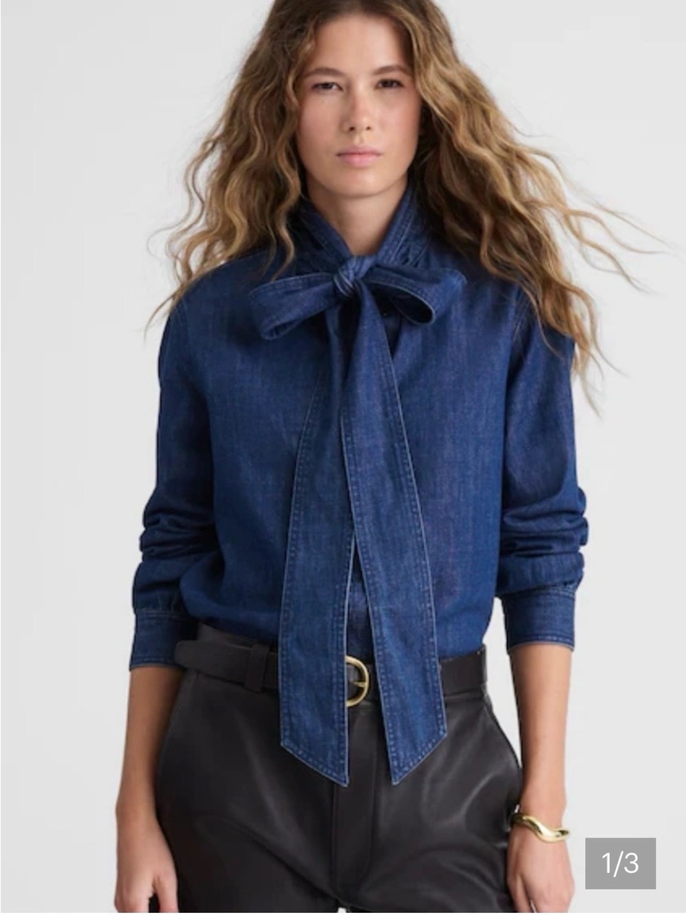 Madewell Denim Tie-Neck Shirt